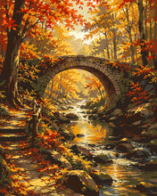Carica l'immagine nel visualizzatore di Gallery, Dipingere con i numeri - Ponte nel Bosco Autunnale Figured'Art