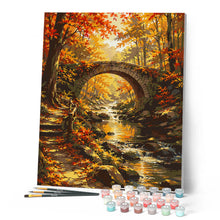 Carica l'immagine nel visualizzatore di Gallery, Dipingere con i numeri - Ponte nel Bosco Autunnale