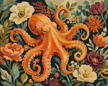 Carica l'immagine nel visualizzatore di Gallery, Dipingere con i numeri - Polpo tra i Fiori Figured'Art