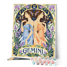 Carica l'immagine nel visualizzatore di Gallery, Dipingere con i numeri - Zodiaco Art Nouveau Gemelli