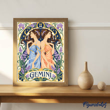 Carica l'immagine nel visualizzatore di Gallery, Dipingere con i numeri - Zodiaco Art Nouveau Gemelli