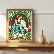 Carica l'immagine nel visualizzatore di Gallery, Dipingere con i numeri - Zodiaco Art Nouveau Capricorno
