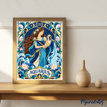 Carica l'immagine nel visualizzatore di Gallery, Dipingere con i numeri - Zodiaco Art Nouveau Acquario