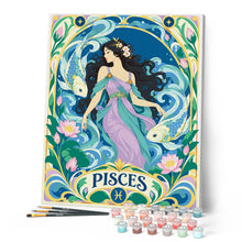Carica l'immagine nel visualizzatore di Gallery, Dipingere con i numeri - Zodiaco Art Nouveau Pesci
