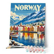 Carica l'immagine nel visualizzatore di Gallery, Dipingere con i numeri - Poster di Viaggio Bergen, Norvegia