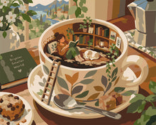 Carica l'immagine nel visualizzatore di Gallery, Dipingere con i numeri - Piccolo Mondo in una Tazza di Caffè Figured'Art