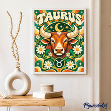 Carica l'immagine nel visualizzatore di Gallery, Dipingere con i numeri - Zodiaco Retrò Toro