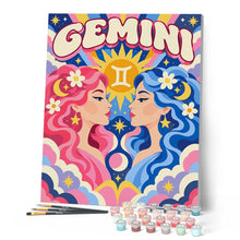 Carica l'immagine nel visualizzatore di Gallery, Dipingere con i numeri - Zodiaco Retrò Gemelli