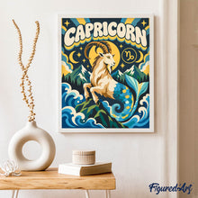 Carica l'immagine nel visualizzatore di Gallery, Dipingere con i numeri - Zodiaco Retrò Capricorno
