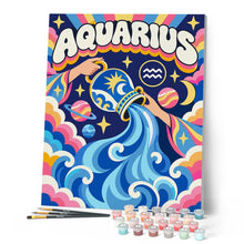 Carica l'immagine nel visualizzatore di Gallery, Dipingere con i numeri - Zodiaco Retrò Acquario