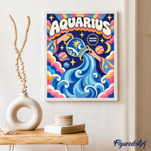 Carica l'immagine nel visualizzatore di Gallery, Dipingere con i numeri - Zodiaco Retrò Acquario