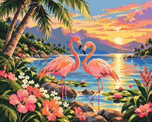 Carica l'immagine nel visualizzatore di Gallery, Dipingere con i numeri - Tramonto con Fenicotteri Figured'Art