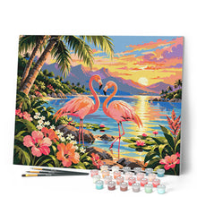 Carica l'immagine nel visualizzatore di Gallery, Dipingere con i numeri - Tramonto con Fenicotteri