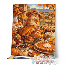 Carica l'immagine nel visualizzatore di Gallery, Dipingere con i numeri - Il Banchetto dei Gatti del Ringraziamento