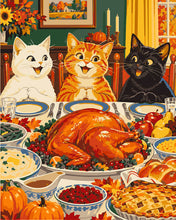 Carica l'immagine nel visualizzatore di Gallery, Dipingere con i numeri - Gatti a Cena per il Ringraziamento Figured'Art