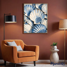 Carica l'immagine nel visualizzatore di Gallery, Dipingere con i numeri - Conchiglie Blu e Crema