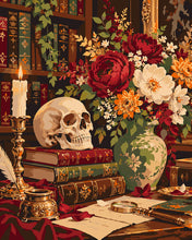 Carica l'immagine nel visualizzatore di Gallery, Dipingere con i numeri - Studio Gotico con Libri Antichi e Fiori Figured'Art
