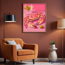 Carica l'immagine nel visualizzatore di Gallery, Dipingere con i numeri - Granchio e Martini su Sfondo Rosa