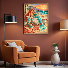Carica l'immagine nel visualizzatore di Gallery, Dipingere con i numeri - Sirena che Legge al Tramonto sul Mare