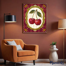 Carica l'immagine nel visualizzatore di Gallery, Dipingere con i numeri - Ciliegie Rosse in Cornice Decorata