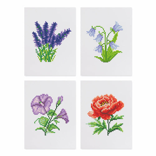 Mini Diamond Painting 15x20cm (4 pezzi) Senza Cornice - Quartetto Floreale