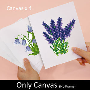 Mini Set Diamond Painting 15x20cm (4 pezzi) Senza Cornice - Quartetto Floreale