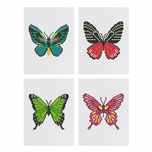 Mini Diamond Painting 15x20cm (4 pezzi) - Ali Vibranti: Un Quartetto di Farfalle