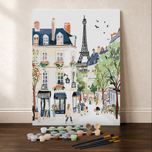 Carica l'immagine nel visualizzatore di Gallery, Kit Regalo per Dipingere con i Numeri - Strada di Parigi ad Acquerello