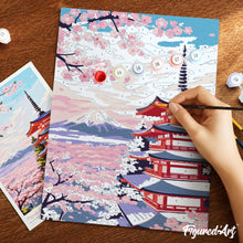 Carica l'immagine nel visualizzatore di Gallery, Kit Regalo per Dipingere con i Numeri - Pagoda del Monte Fuji