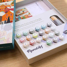 Carica l'immagine nel visualizzatore di Gallery, Kit Regalo per Dipingere con i Numeri - Villaggio invernale colorato