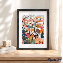 Carica l'immagine nel visualizzatore di Gallery, Kit Regalo per Dipingere con i Numeri - Villaggio invernale colorato