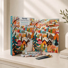 Carica l'immagine nel visualizzatore di Gallery, Kit Regalo per Dipingere con i Numeri - Villaggio invernale colorato