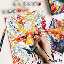 Carica l'immagine nel visualizzatore di Gallery, Kit Regalo per Dipingere con i Numeri - Volpe Astratta Colorata