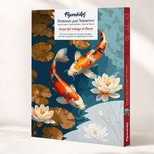 Carica l'immagine nel visualizzatore di Gallery, Kit Regalo per Dipingere con i Numeri - Carpa Koi Vintage e Fiori Figured'Art