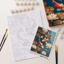 Carica l'immagine nel visualizzatore di Gallery, Kit Regalo per Dipingere con i Numeri - Carpa Koi Vintage e Fiori