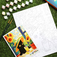 Carica l'immagine nel visualizzatore di Gallery, Kit Regalo per Dipingere con i Numeri - Gatto Nero Estivo