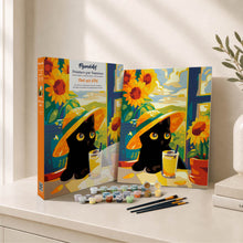 Carica l'immagine nel visualizzatore di Gallery, Kit Regalo per Dipingere con i Numeri - Gatto Nero Estivo