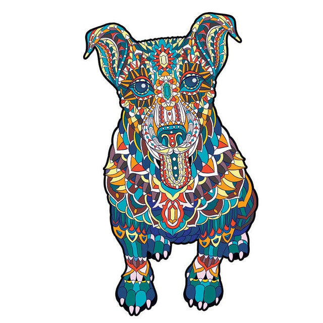 Puzzle 2D in legno - Cane Mandala