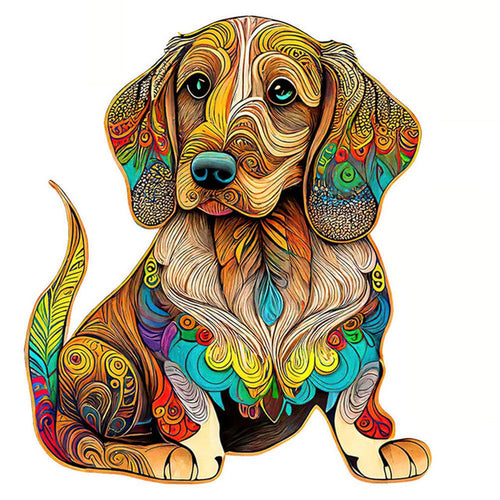 Puzzle 2D in legno - Bassotto Colorato