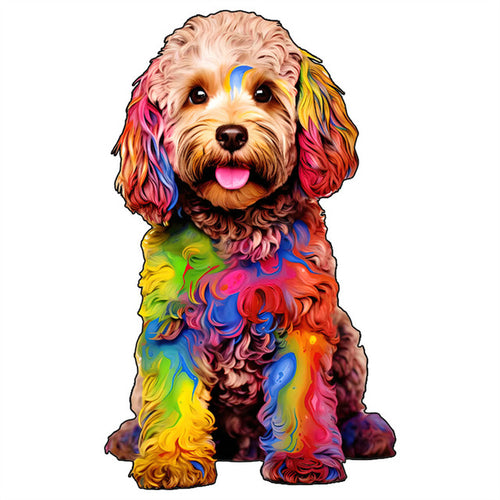 Puzzle 2D in legno - Goldendoodle Colorato