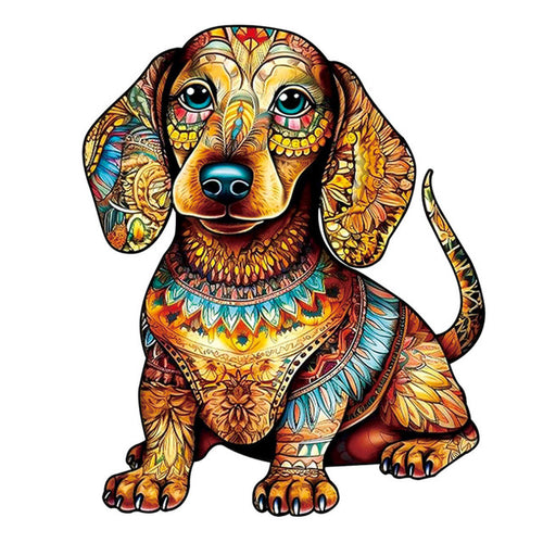 Puzzle 2D in legno - Cucciolo di Bassotto Carino