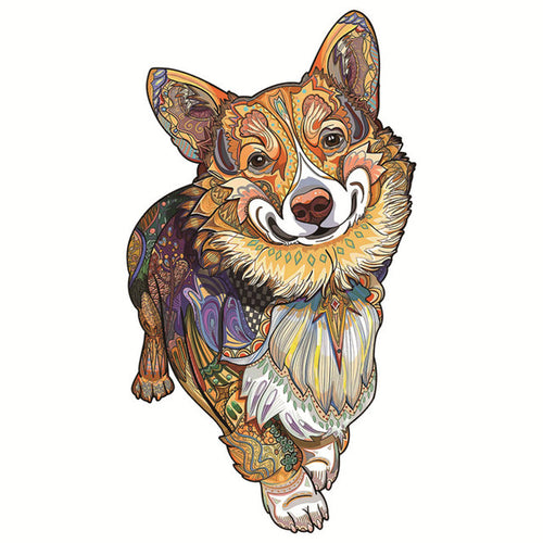 Puzzle 2D in legno - Corgi Felice