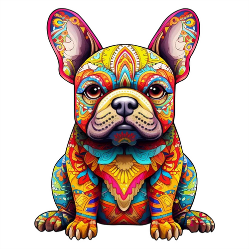 Puzzle 2D in legno - Frenchie Festivo