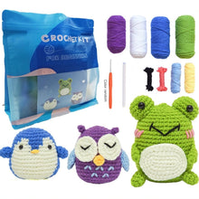 Carica l&#39;immagine nel visualizzatore di Gallery, Kit Amigurumi - Gufo, Pinguino e Rana