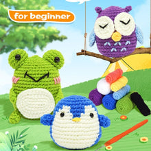 Carica l&#39;immagine nel visualizzatore di Gallery, Kit Amigurumi - Gufo, Pinguino e Rana