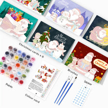 Carica l&#39;immagine nel visualizzatore di Gallery, Dipingere con i numeri Set di 6 Biglietti di Natale Fai da Te - Serie 1
