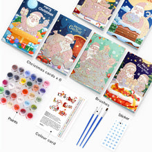 Carica l&#39;immagine nel visualizzatore di Gallery, Dipingere con i numeri Set di 6 Biglietti di Natale Fai da Te - Serie 2