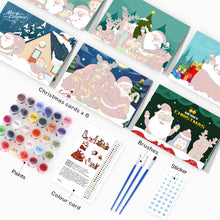 Carica l&#39;immagine nel visualizzatore di Gallery, Dipingere con i numeri Set di 6 Biglietti di Natale Fai da Te - Serie 4