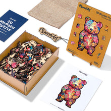 Carica l&#39;immagine nel visualizzatore di Gallery, Puzzle in Legno Adulti - Orsacchiotto Floreale
