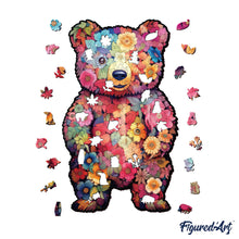 Carica l&#39;immagine nel visualizzatore di Gallery, Puzzle in Legno Adulti - Orsacchiotto Floreale